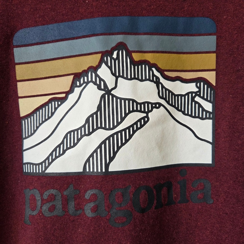 Patagonia Mens Responsibili-Tee Long Sleeve Shirt Burgundy Red Mountain Logo M - Picture 4 of 6